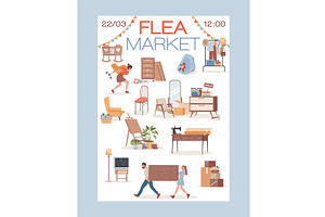 Flea market vector flat invitation