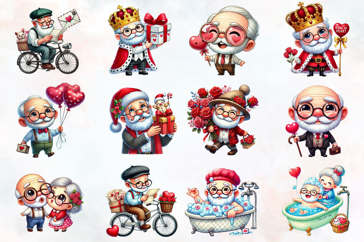 Funny Valentine's grandpa clipart, an Illustration by RobertsArt (Photo 7 of 7)