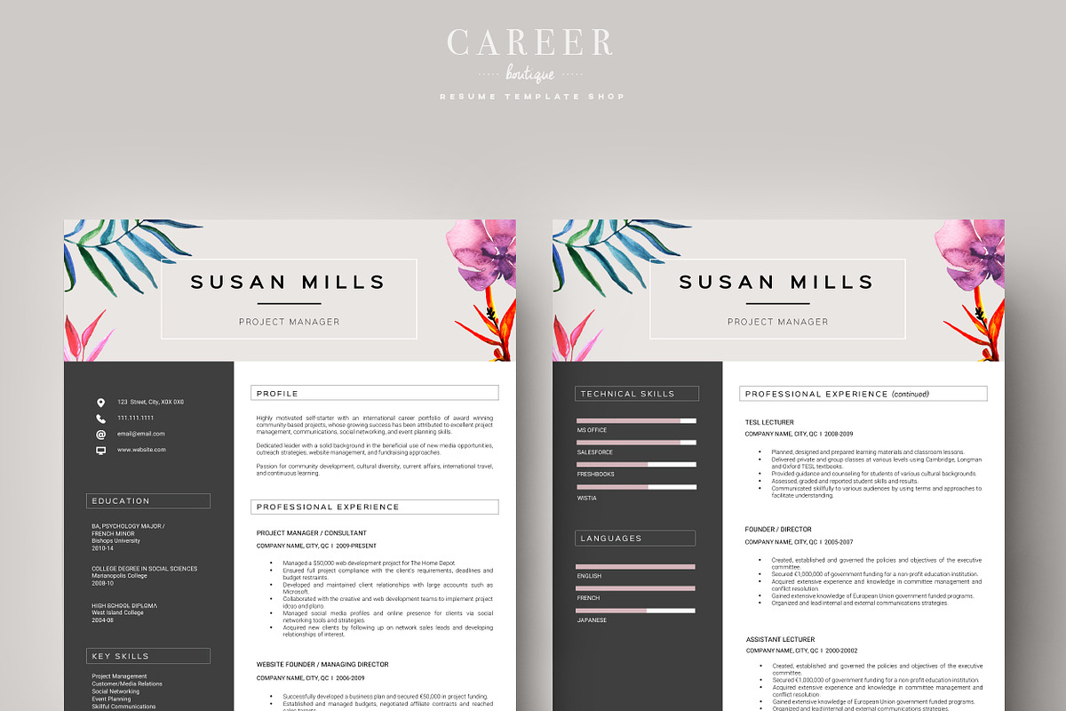 Modern Resume & CoverLetter Template, a Resume Template by careerboutique (Photo 2 of 6)