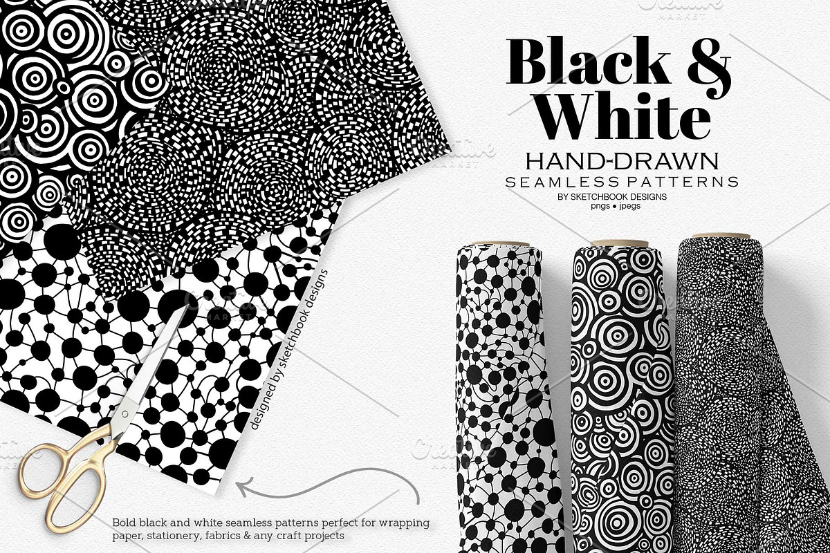 Black & White Hand-drawn Patterns, a Pattern Graphic by Sketchbook Designs (Photo 6 of 10)