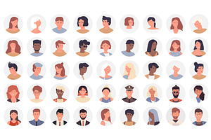 Icon people faces avatars set, a Person Illustration by Flashvector
