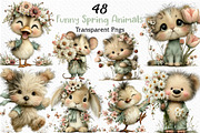 Funny Spring Animals Clipart, an Illustration by Craft Nest (Thumbnail 1 of 12)