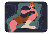 People use phone, devices at night, a Technology Illustration by Good Studio (Thumbnail 4 of 9)