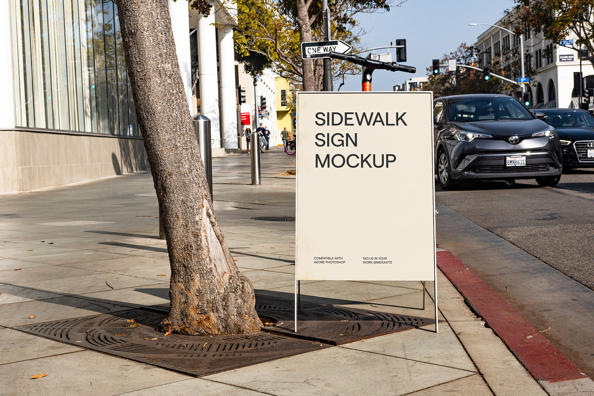 Urban Sandwich Board PSD Mockup, an Advertising Mockup by Area Mockups (Photo 1 of 3)