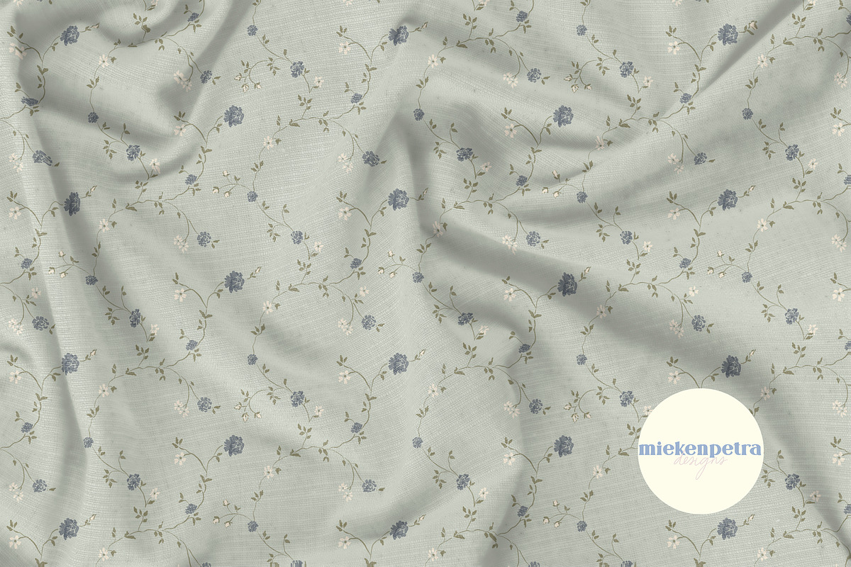 Trailing Watercolor Floral Teal, a Pattern Graphic by Mieken Petra Designs (Photo 3 of 4)