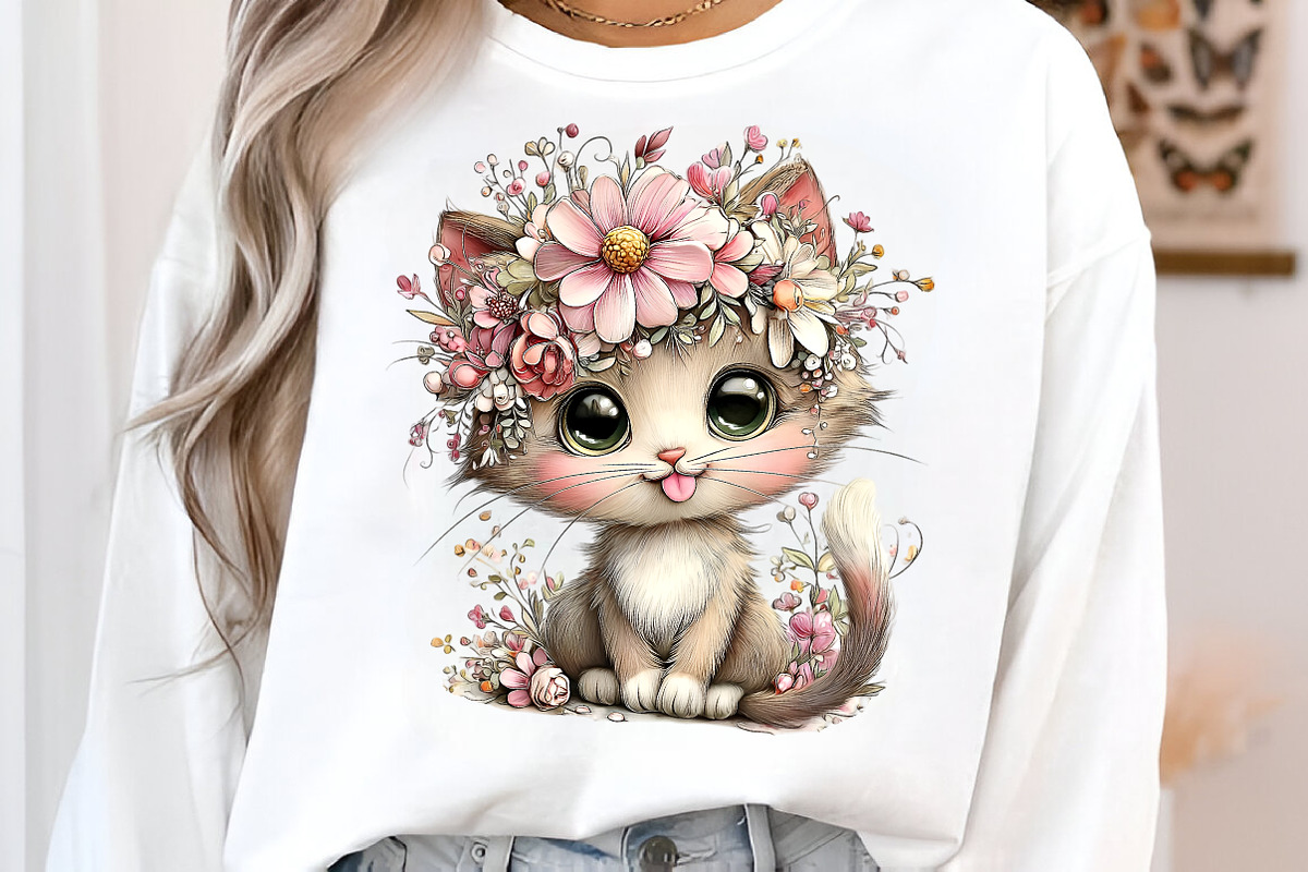 Whimsical Adorable Spring Cats Clipa, an Illustration by GatewayDesign (Photo 3 of 5)