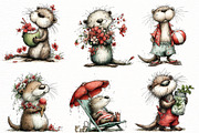 Whimsical summer otter Clipart, an Illustration by Designworld (Thumbnail 2 of 5)