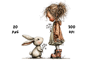 Whimsical Floral Girl and Bunny, an Animal Illustration by GiraffeCreative (Thumbnail 18 of 20)