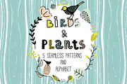 Birds&Plants, a Pattern Graphic by Daria Miazhevich (Thumbnail 1 of 3)