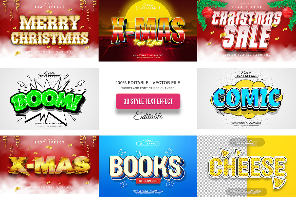 3D Text Effects Collection Vol 26, a Graphic by Aglonemadesign (Photo 1 of 9)