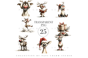 25 Reindeer Clipart Set, an Animal Illustration by Pati Charm Studio (Thumbnail 3 of 8)