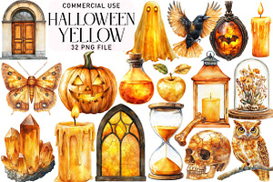 Yellow Halloween Clipart Sublimation, an Illustration by Daily.Designs