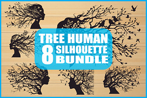 Tree Head Silhouette Bundle, an Illustration by Gfx_Store