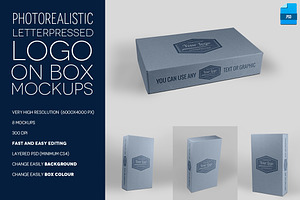 Letterpress Logo On Box - 8 Mockups