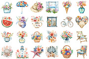 Whimsical Summer Floral Coastal Clip, an Illustration by designcity5 (Thumbnail 2 of 5)