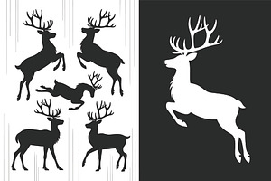 Festive Christmas reindeer silhouett, an Illustration by Amazin_art