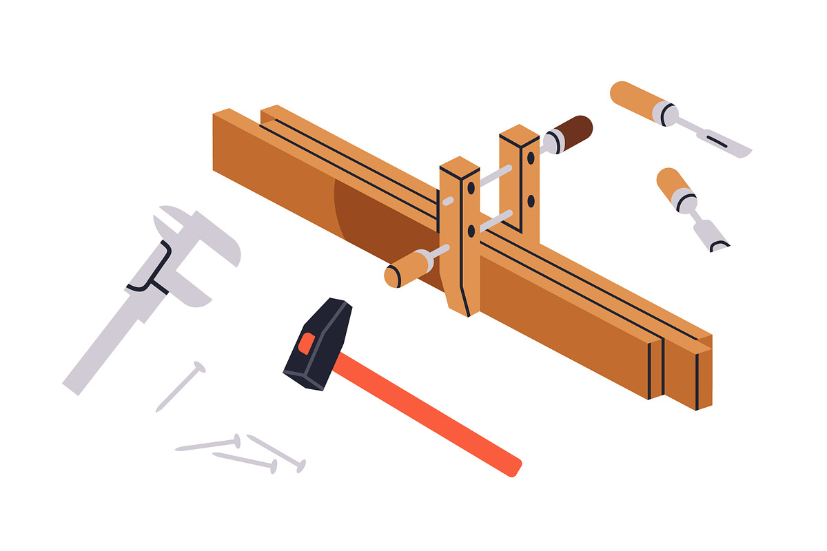 Carpentry and woodwork tools set, an Object Illustration by Good Studio (Photo 3 of 5)