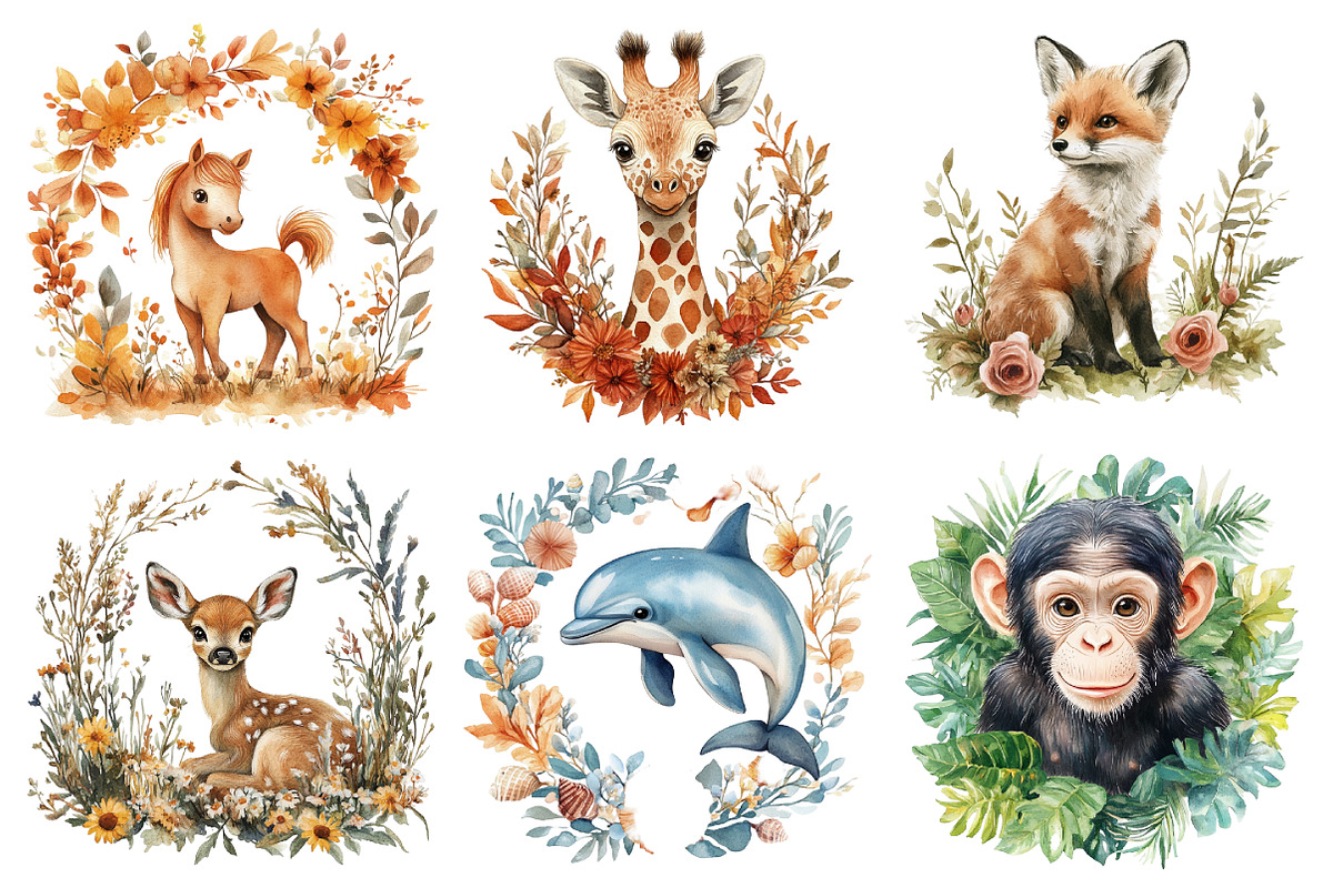 Baby Animals Floral Wildlife Frames, an Illustration by Daily.Designs (Photo 6 of 6)