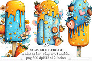 Summer Ice Cream with Strawberries, a Seasonal Illustration by Designking (Thumbnail 1 of 5)
