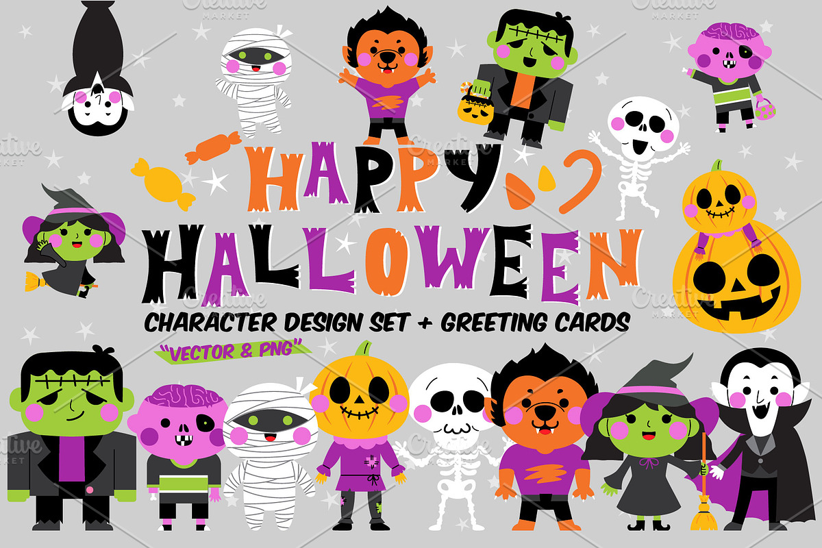 Halloween Character set, an Illustration by faitotoro (Photo 1 of 4)