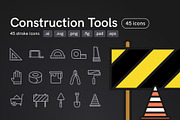 Construction Tools Icons, an Outline Icon by Middltone (Thumbnail 1 of 4)