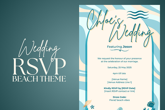 Wedding RSVP Beach Theme template preview 4