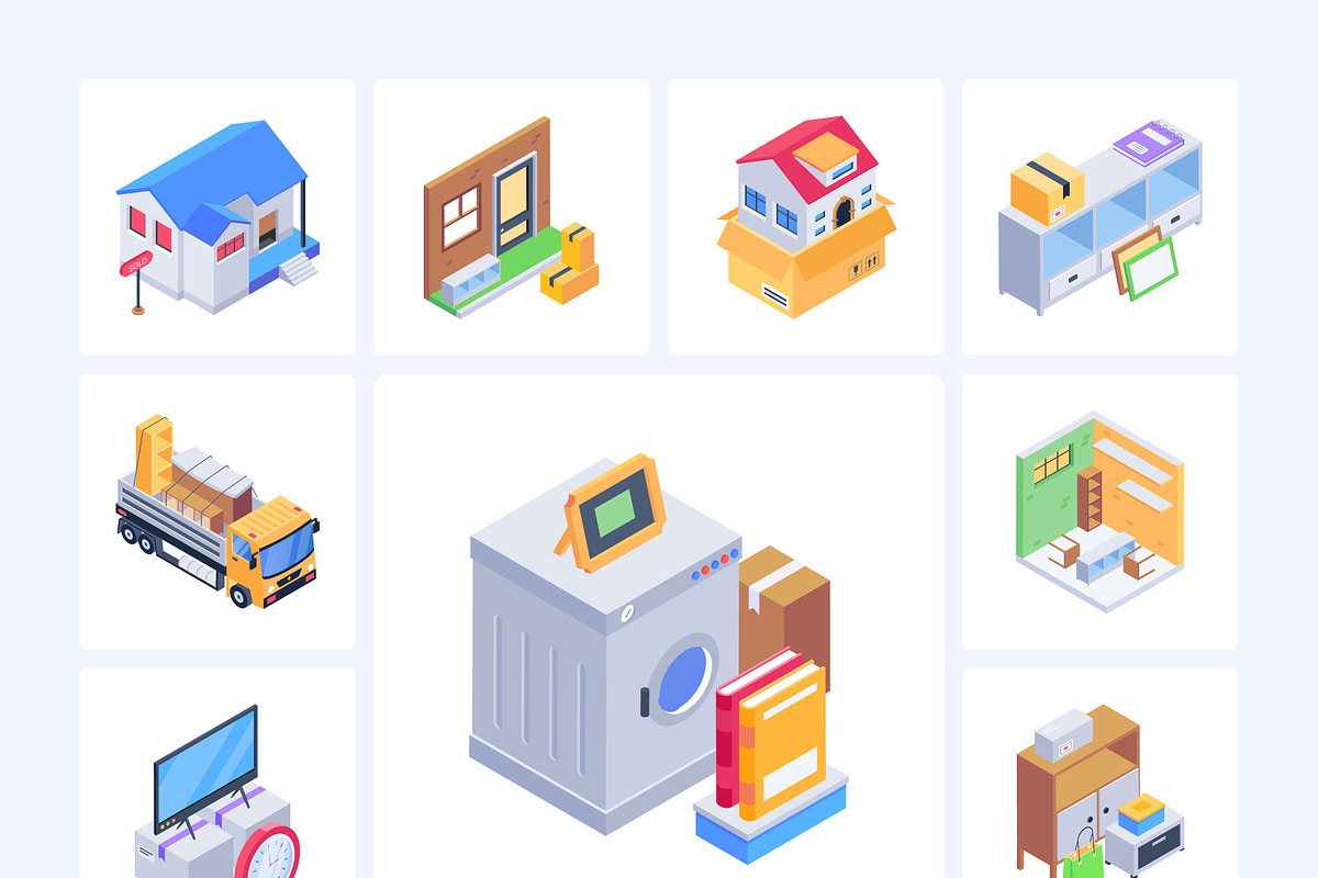 Moving Home Isometric Icons, an Emoji Icon by Vectors Market (Photo 10 of 10)