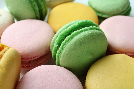 Concept of tasty dessert with macaroons, close up, a Food & Drink Photo by AtlasStudio PRO