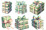 Sage Coquette Bow Book Stack Clipart, an Illustration by Designworld (Thumbnail 4 of 5)