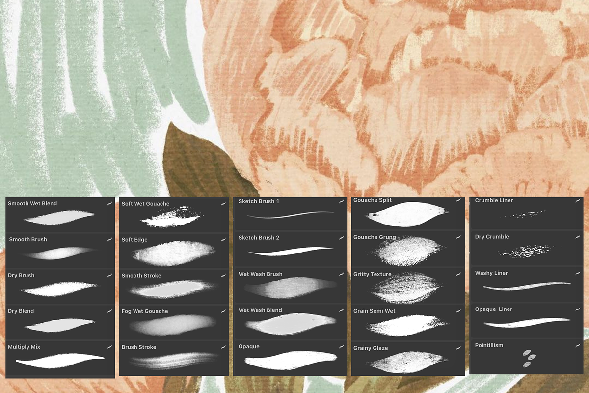 Procreate Gouache Brush Set, a Brush Add-On by ArtbyHien (Photo 1 of 6)