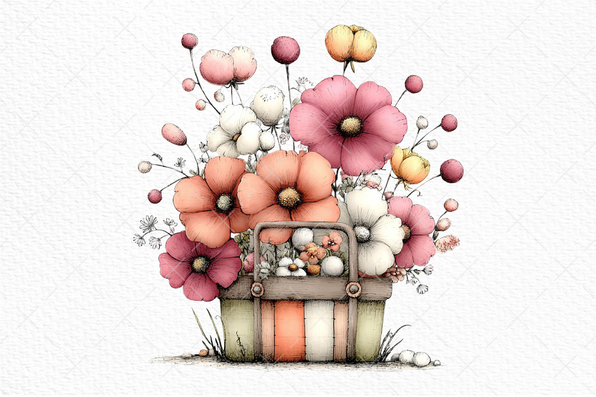 Spring Flower Basket Clipart Png, an Illustration by Craft Nest (Photo 11 of 11)