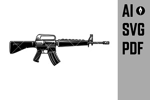 Assault rifle illustration., an Object Graphic by Vectorhight