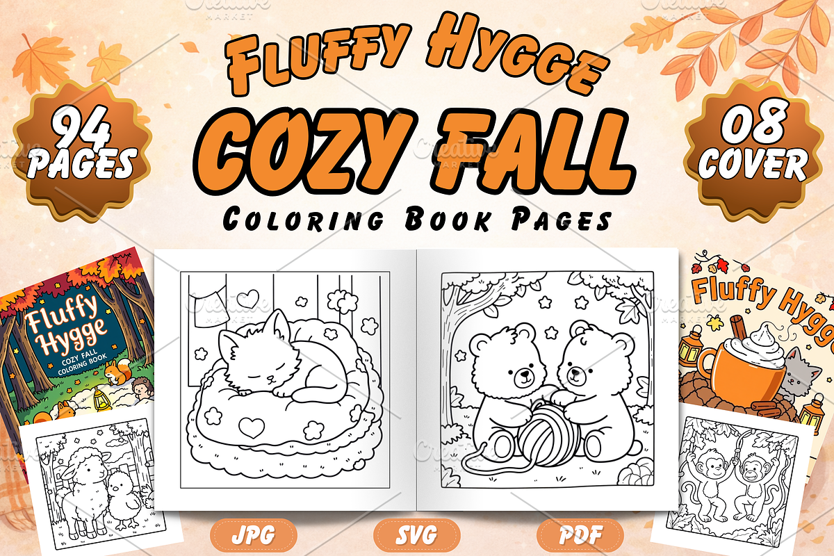 Fluffy Hygge Cozy Fall Coloring Book, an Animal Illustration by Neon Studio (Photo 1 of 3)