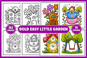 Little Garden Bold Easy Coloring, a Decorative Illustration by Coco Bloom