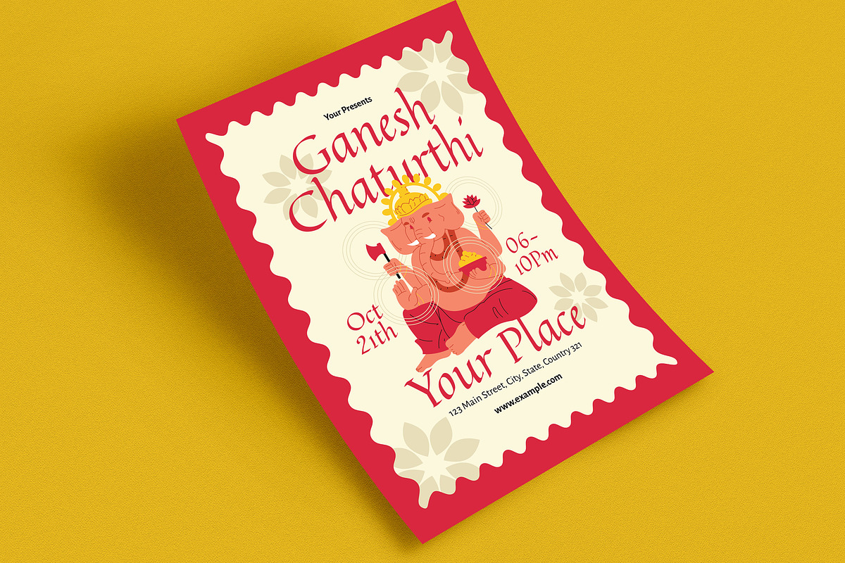 Pink Beige Ganesh Chartuthi Flyer, a Flyer Template by VectorVactory (Photo 3 of 3)