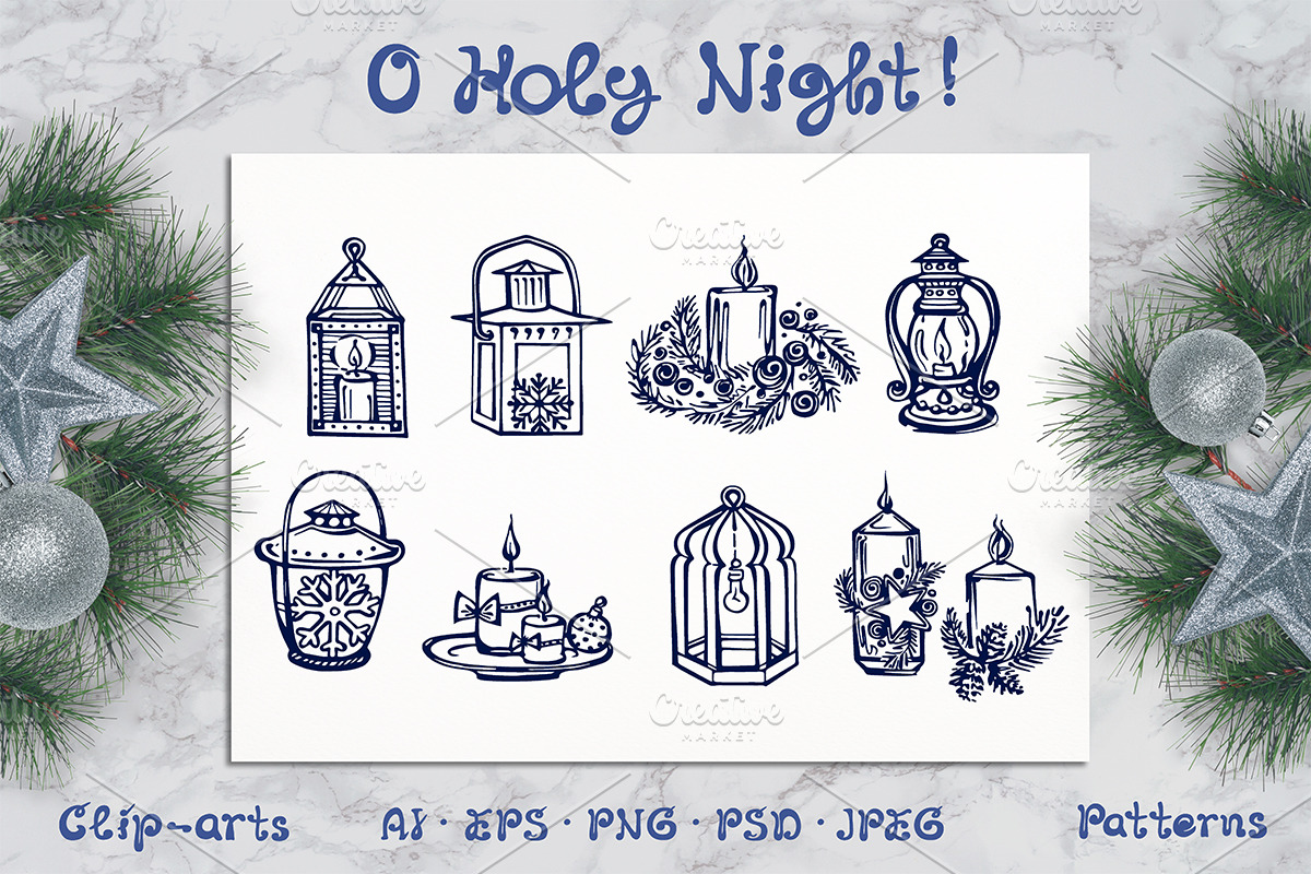 Hand drawn candles and lanterns, an Object Illustration by AV Design (Photo 1 of 7)