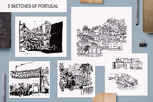 40 B&W Urban Sketches Pattern