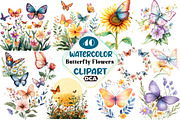 Butterfly Flowers Sublimation Clipar, an Illustration by DreamCafeArt (Thumbnail 1 of 6)
