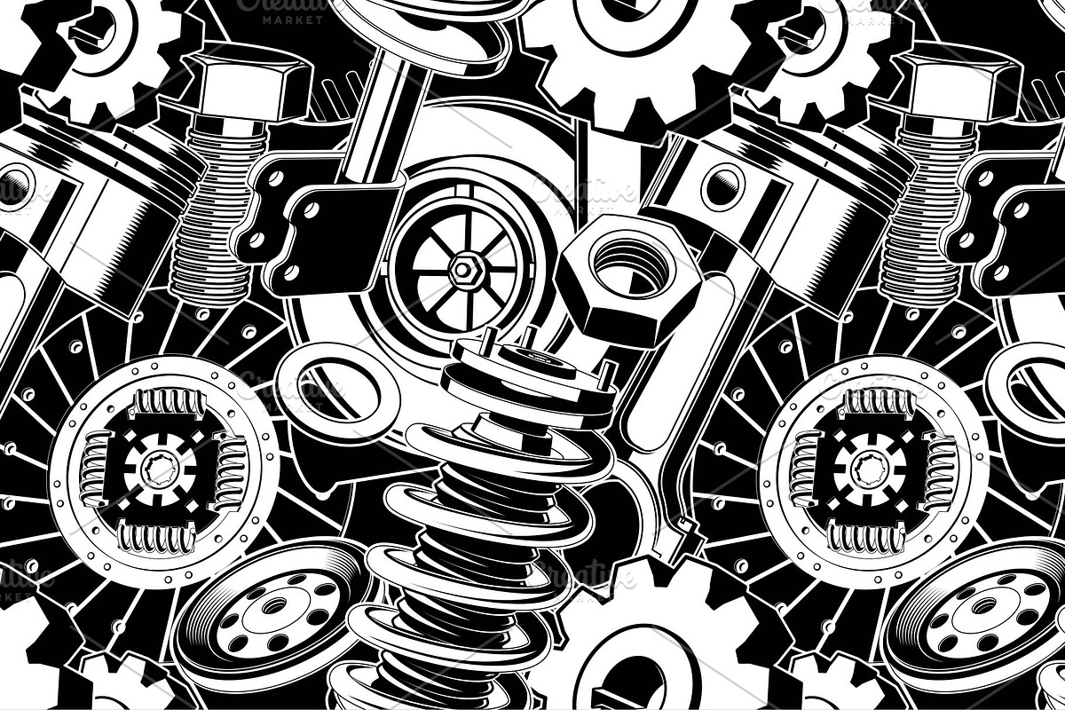 Automotive Parts Pattern Set, a Pattern Graphic by sivVector (Photo 3 of 4)