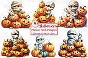 Halloween Mummy with Pumpkin, a Seasonal Illustration by Craft Nest (Thumbnail 1 of 5)