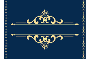Vintage gold and dark blue element, an Illustration by RODINA