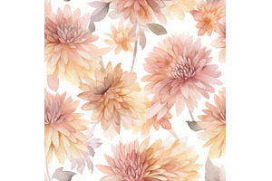 Watercolor fall mums. Generate Ai, a Nature Photo by Ylivdesign