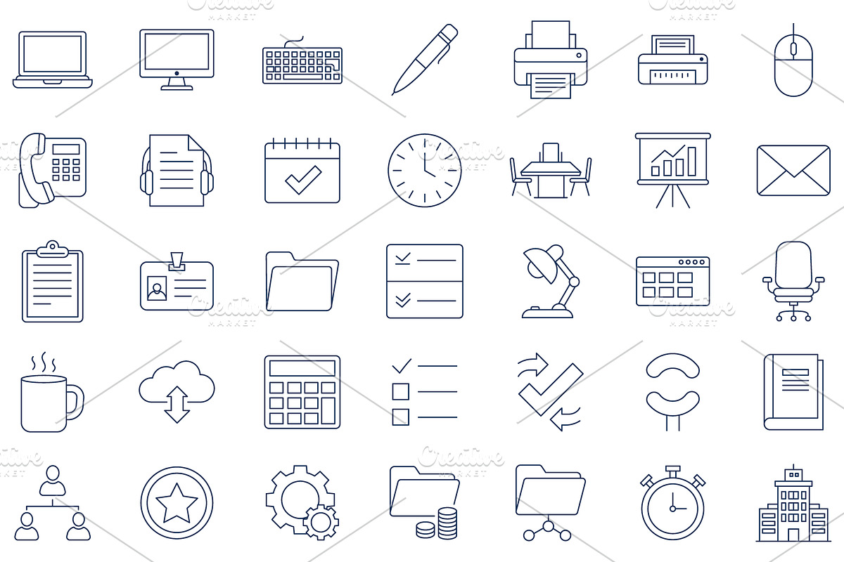Office Line Icon Vector Set SVG, an Outline Icon by Ghagra (Photo 2 of 3)
