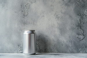 Blank aluminum can on grey background, a Food & Drink Photo by AlyaAnd