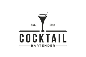 Retro vintage bartender cocktail dri, a Branding & Logo Template by LOGOCREATIVE