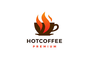 Hot Coffee Logo Vector Icon