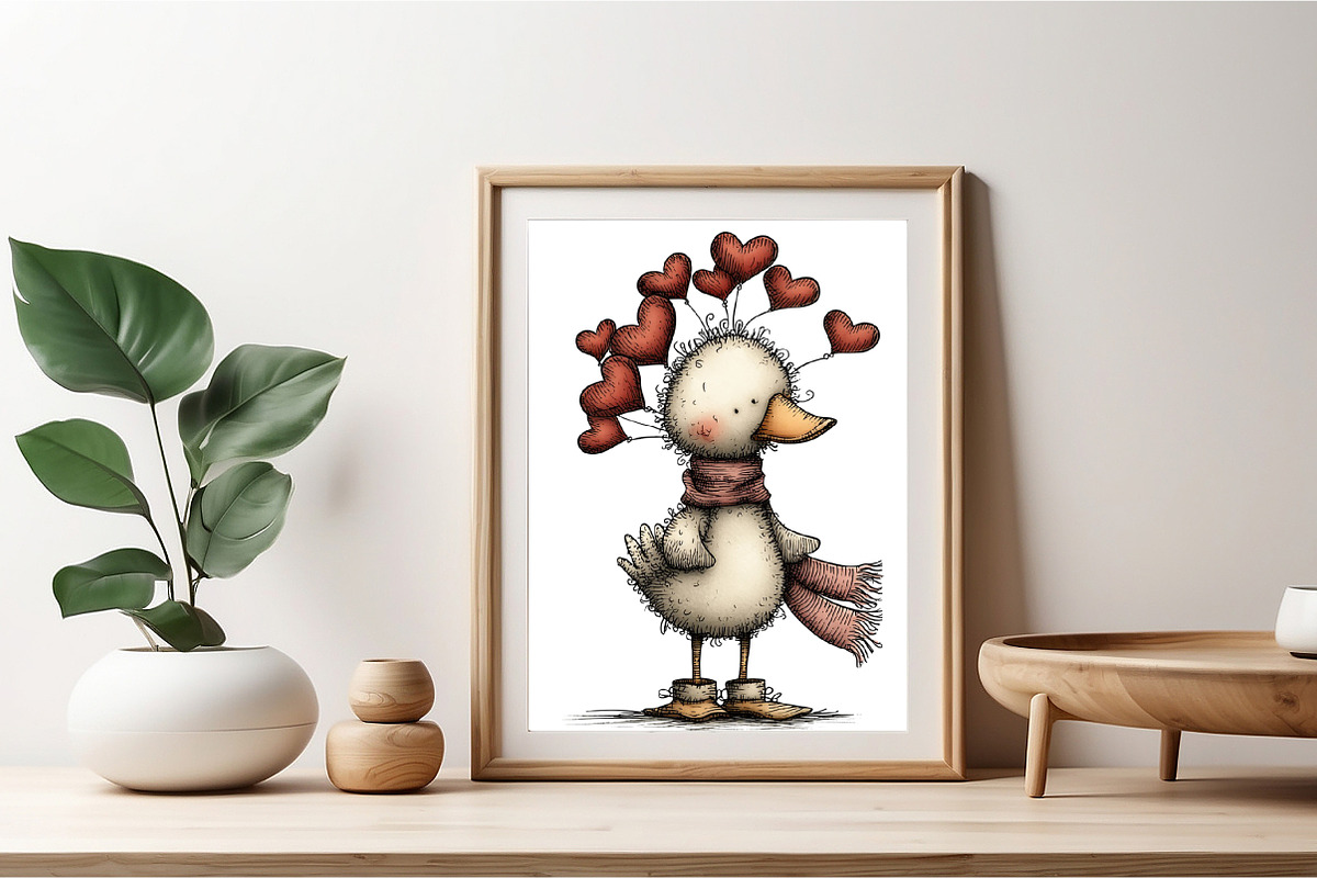 Whimsical Valentine Duck Clipart, an Illustration by designcity5 (Photo 5 of 5)