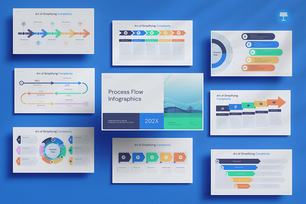 Process Flow Infographics, a Presentation Template by Pixslides (Photo 1 of 7)
