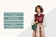 Dark Academia Watercolor Clipart, a Person Illustration by BusyDaydesign (Thumbnail 7 of 9)