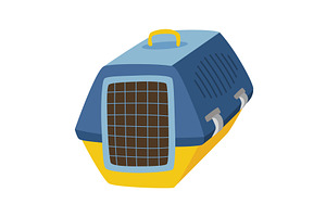 A blue and yellow dog carrier with a, an Illustration by the8monkey